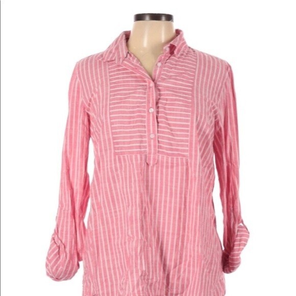 Tommy Hilfiger size large red striped preppy top - Picture 2 of 5